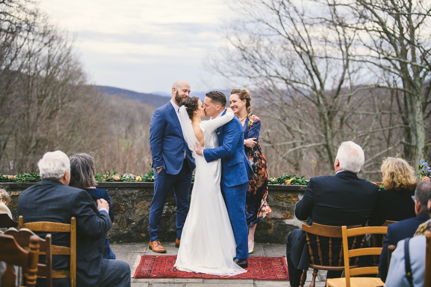 Bride and groom kiss at the altar.

Upstate New York Wedding Photography. Cold Spring NY Wedding Photography. Luxury Local Wedding Photographer. Destination Wedding Photographer.